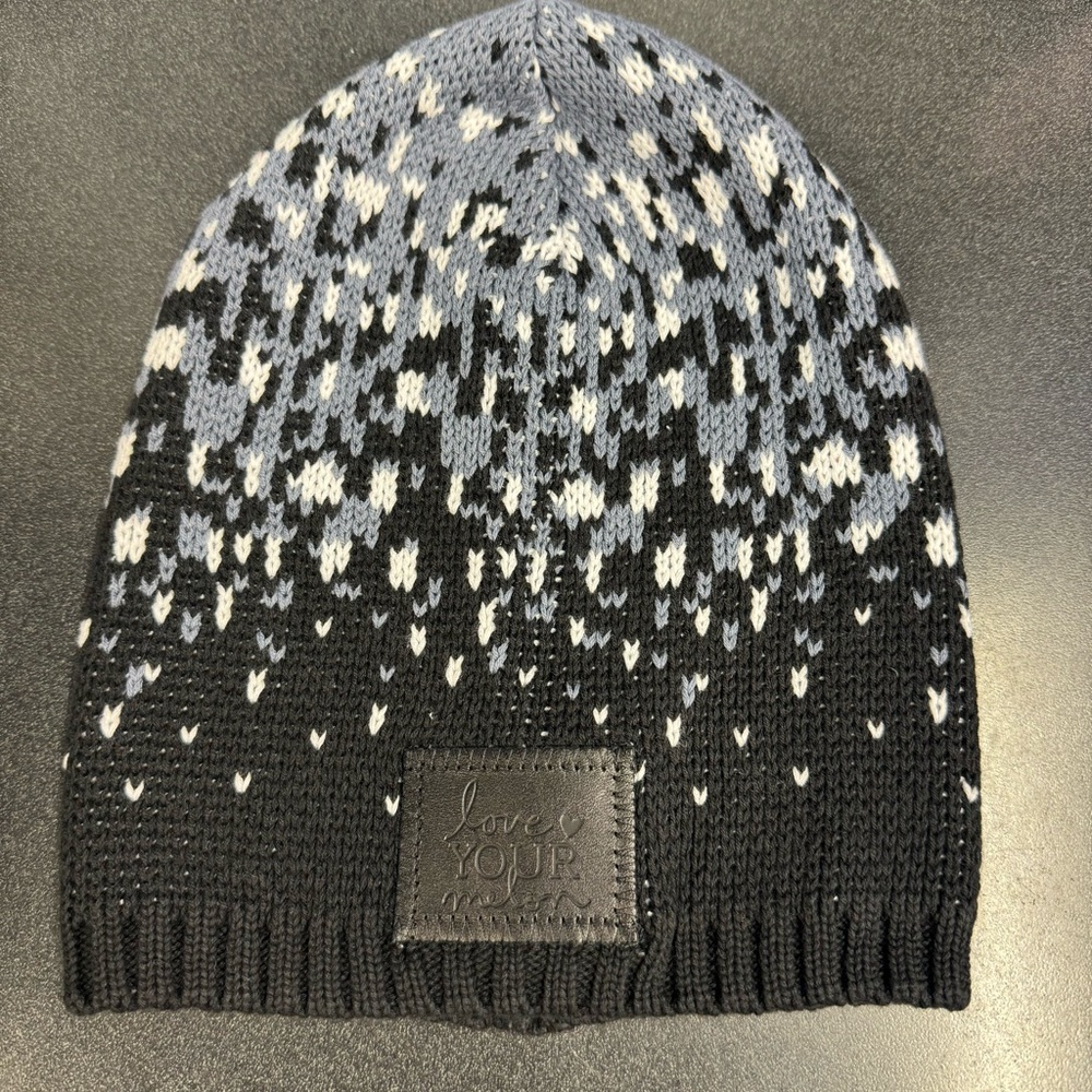 Love Your Melon Black, Gray, White Knit Beanie